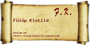 Fülöp Klotild névjegykártya